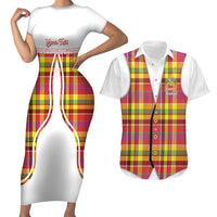Personalized Dominica Creole Day Couples Matching Short Sleeve Bodycon Dress and Hawaiian Shirt Jounen Kweyol Red Madras Proud - Wonder Print Shop