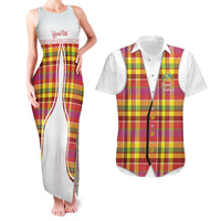 Personalized Dominica Creole Day Couples Matching Tank Maxi Dress and Hawaiian Shirt Jounen Kweyol Red Madras Proud - Wonder Print Shop