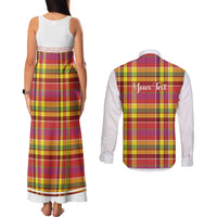 Personalized Dominica Creole Day Couples Matching Tank Maxi Dress and Long Sleeve Button Shirt Jounen Kweyol Red Madras Proud - Wonder Print Shop