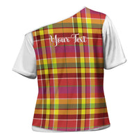 Personalized Dominica Creole Day Cross Shoulder Shirt Jounen Kweyol Red Madras Proud - Wonder Print Shop