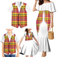 Personalized Dominica Creole Day Family Matching Mermaid Dress and Hawaiian Shirt Jounen Kweyol Red Madras Proud - Wonder Print Shop