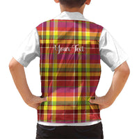 Personalized Dominica Creole Day Family Matching Short Sleeve Bodycon Dress and Hawaiian Shirt Jounen Kweyol Red Madras Proud - Wonder Print Shop