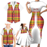 Personalized Dominica Creole Day Family Matching Short Sleeve Bodycon Dress and Hawaiian Shirt Jounen Kweyol Red Madras Proud - Wonder Print Shop