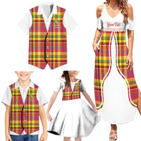 Personalized Dominica Creole Day Family Matching Summer Maxi Dress and Hawaiian Shirt Jounen Kweyol Red Madras Proud - Wonder Print Shop