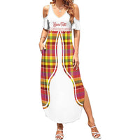 Personalized Dominica Creole Day Family Matching Summer Maxi Dress and Hawaiian Shirt Jounen Kweyol Red Madras Proud - Wonder Print Shop