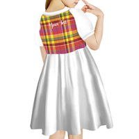Personalized Dominica Creole Day Kid Short Sleeve Dress Jounen Kweyol Red Madras Proud - Wonder Print Shop