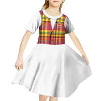 Personalized Dominica Creole Day Kid Short Sleeve Dress Jounen Kweyol Red Madras Proud - Wonder Print Shop