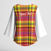 Personalized Dominica Creole Day Kimono Sleeve Blouse Jounen Kweyol Red Madras Proud - Wonder Print Shop