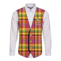 Personalized Dominica Creole Day Long Sleeve Button Shirt Jounen Kweyol Red Madras Proud - Wonder Print Shop