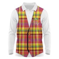 Personalized Dominica Creole Day Long Sleeve Polo Shirt Jounen Kweyol Red Madras Proud - Wonder Print Shop