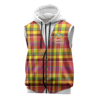 Personalized Dominica Creole Day Sleeveless Zip Hoodie Jounen Kweyol Red Madras Proud - Wonder Print Shop