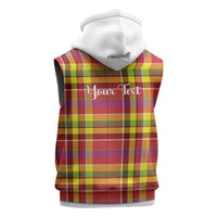 Personalized Dominica Creole Day Sleeveless Zip Hoodie Jounen Kweyol Red Madras Proud - Wonder Print Shop