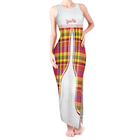 Personalized Dominica Creole Day Tank Maxi Dress Jounen Kweyol Red Madras Proud - Wonder Print Shop