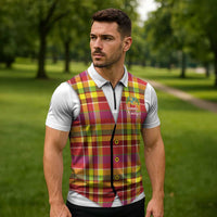 Personalized Dominica Creole Day Zipper Polo Shirt Jounen Kweyol Red Madras Proud - Wonder Print Shop