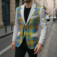 Personalized Dominica Creole Day Blazer Jounen Kweyol Blue Madras Proud - Wonder Print Shop