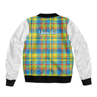 Personalized Dominica Creole Day Bomber Jacket Jounen Kweyol Blue Madras Proud - Wonder Print Shop