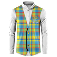 Personalized Dominica Creole Day Button Sweatshirt Jounen Kweyol Blue Madras Proud - Wonder Print Shop