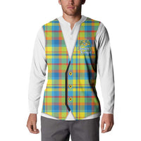 Personalized Dominica Creole Day Button Sweatshirt Jounen Kweyol Blue Madras Proud - Wonder Print Shop