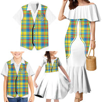 Personalized Dominica Creole Day Family Matching Mermaid Dress and Hawaiian Shirt Jounen Kweyol Blue Madras Proud - Wonder Print Shop