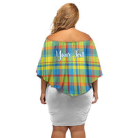 Personalized Dominica Creole Day Family Matching Off Shoulder Short Dress and Hawaiian Shirt Jounen Kweyol Blue Madras Proud - Wonder Print Shop