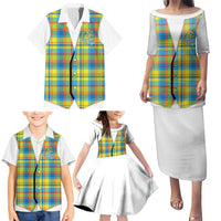 Personalized Dominica Creole Day Family Matching Puletasi and Hawaiian Shirt Jounen Kweyol Blue Madras Proud - Wonder Print Shop