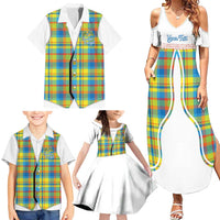 Personalized Dominica Creole Day Family Matching Summer Maxi Dress and Hawaiian Shirt Jounen Kweyol Blue Madras Proud - Wonder Print Shop