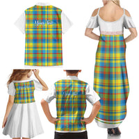 Personalized Dominica Creole Day Family Matching Summer Maxi Dress and Hawaiian Shirt Jounen Kweyol Blue Madras Proud - Wonder Print Shop