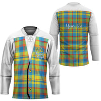 Personalized Dominica Creole Day Hockey Jersey Jounen Kweyol Blue Madras Proud - Wonder Print Shop