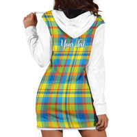 Personalized Dominica Creole Day Hoodie Dress Jounen Kweyol Blue Madras Proud - Wonder Print Shop
