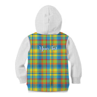 Personalized Dominica Creole Day Kid Hoodie Jounen Kweyol Blue Madras Proud - Wonder Print Shop