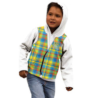 Personalized Dominica Creole Day Kid Hoodie Jounen Kweyol Blue Madras Proud - Wonder Print Shop