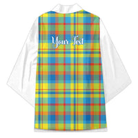 Personalized Dominica Creole Day Kimono Jounen Kweyol Blue Madras Proud - Wonder Print Shop