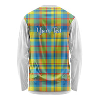 Personalized Dominica Creole Day Long Sleeve Shirt Jounen Kweyol Blue Madras Proud - Wonder Print Shop