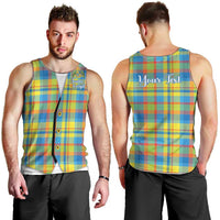 Personalized Dominica Creole Day Men Tank Top Jounen Kweyol Blue Madras Proud - Wonder Print Shop