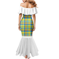 Personalized Dominica Creole Day Mermaid Dress Jounen Kweyol Blue Madras Proud - Wonder Print Shop