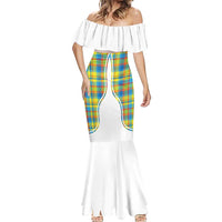 Personalized Dominica Creole Day Mermaid Dress Jounen Kweyol Blue Madras Proud - Wonder Print Shop