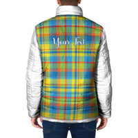 Personalized Dominica Creole Day Padded Jacket Jounen Kweyol Blue Madras Proud - Wonder Print Shop