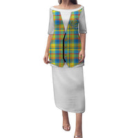 Personalized Dominica Creole Day Puletasi Jounen Kweyol Blue Madras Proud - Wonder Print Shop