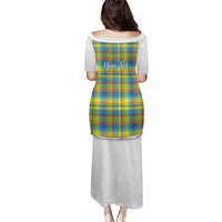 Personalized Dominica Creole Day Puletasi Jounen Kweyol Blue Madras Proud - Wonder Print Shop