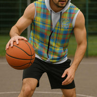 Personalized Dominica Creole Day Sleeveless Hoodie Jounen Kweyol Blue Madras Proud - Wonder Print Shop