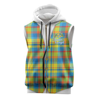 Personalized Dominica Creole Day Sleeveless Zip Hoodie Jounen Kweyol Blue Madras Proud - Wonder Print Shop