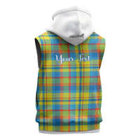 Personalized Dominica Creole Day Sleeveless Zip Hoodie Jounen Kweyol Blue Madras Proud - Wonder Print Shop