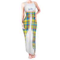 Personalized Dominica Creole Day Tank Maxi Dress Jounen Kweyol Blue Madras Proud - Wonder Print Shop