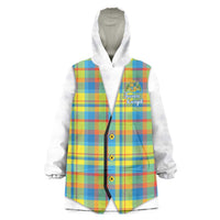 Personalized Dominica Creole Day Wearable Blanket Hoodie Jounen Kweyol Blue Madras Proud - Wonder Print Shop