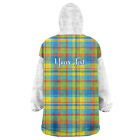 Personalized Dominica Creole Day Wearable Blanket Hoodie Jounen Kweyol Blue Madras Proud - Wonder Print Shop