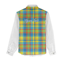 Personalized Dominica Creole Day Women Casual Shirt Jounen Kweyol Blue Madras Proud - Wonder Print Shop