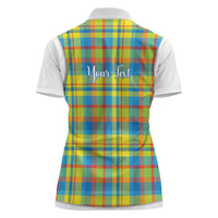 Personalized Dominica Creole Day Women Polo Shirt Jounen Kweyol Blue Madras Proud - Wonder Print Shop