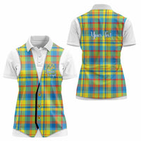 Personalized Dominica Creole Day Women Polo Shirt Jounen Kweyol Blue Madras Proud - Wonder Print Shop