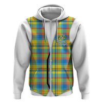 Personalized Dominica Creole Day Zip Hoodie Jounen Kweyol Blue Madras Proud - Wonder Print Shop