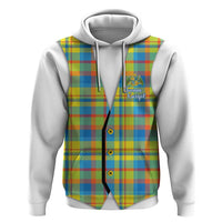 Personalized Dominica Creole Day Zip Hoodie Jounen Kweyol Blue Madras Proud - Wonder Print Shop